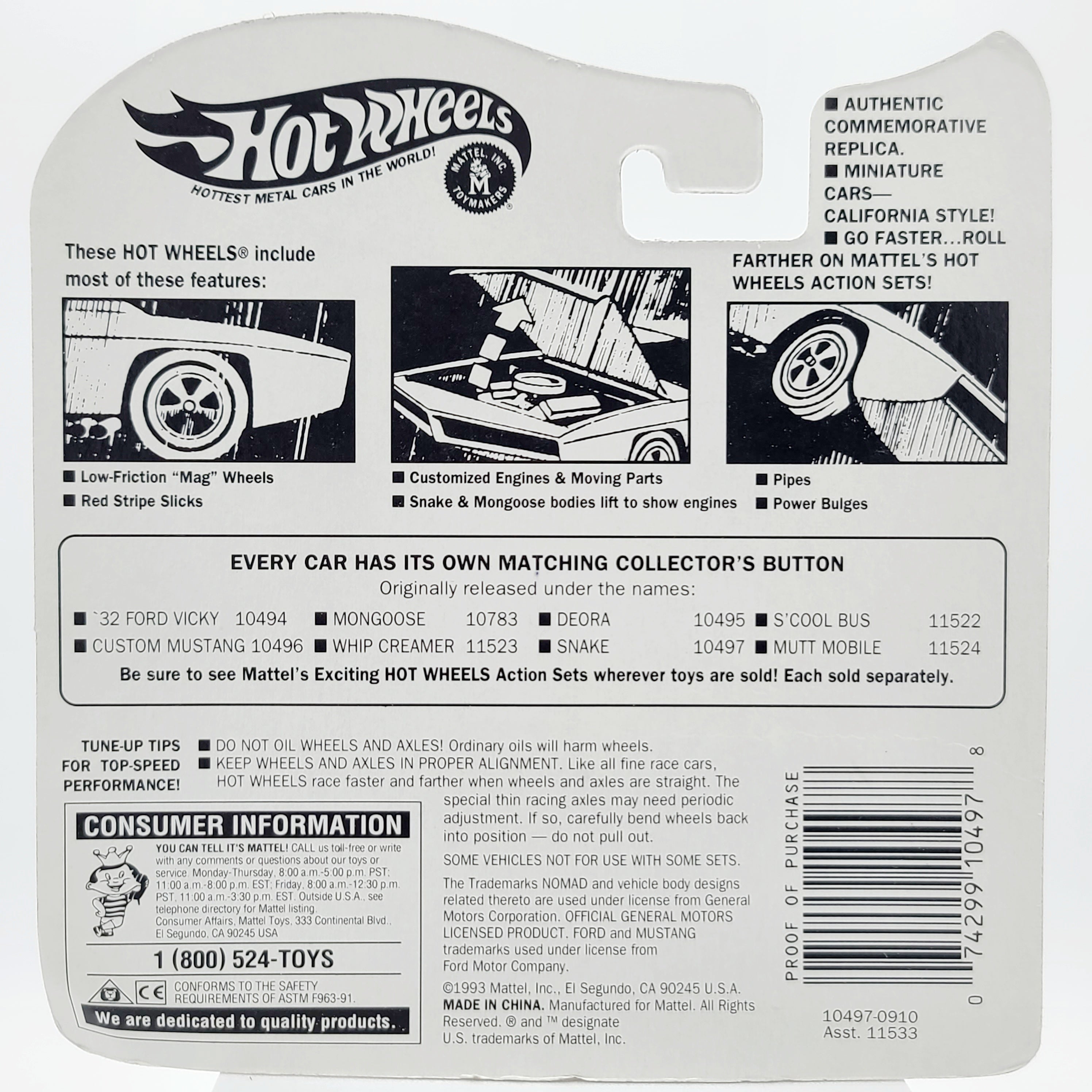 Hot Wheels Don Prudhomme Snake replica w/ button (1993 HW Vintage Collection - Exclusive Series II)
